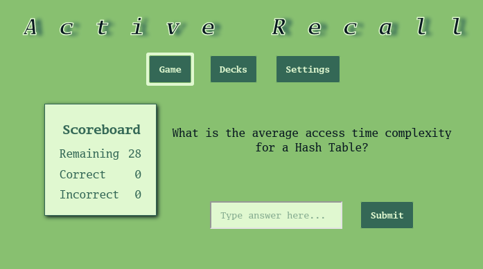 screenshot of activerecall.study