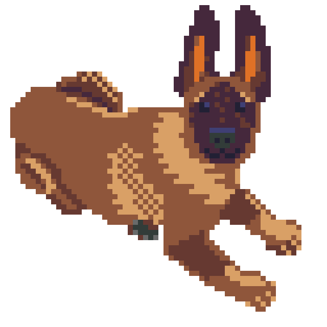 pixel art portrait of dog